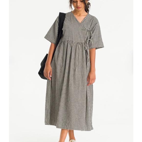 Olive Clothing Faye Ribbon Dress Cotton Gingham Ties UK - Picture 12 of 13